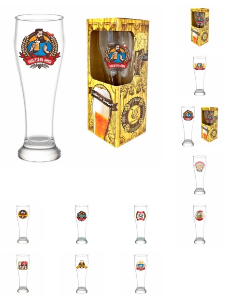 Бокал для пива 300мл Подарочный "Пивная коллекция" стекло (12)