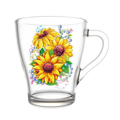 Кружка для чая 250мл "Подсолнух" (стекло) (20)