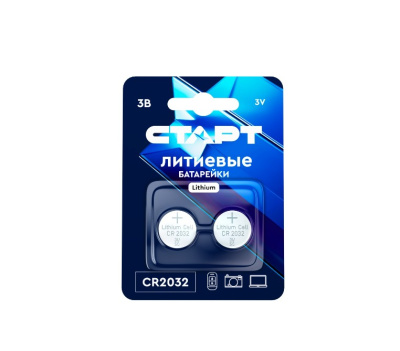 Батарейки дисковые литиевые СТАРТ CR2032-BL2 BLUE (цена за блистер) (1/40)