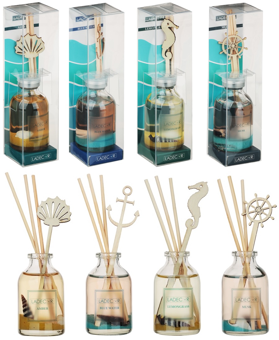 Аромадиффузор 30 мл (amber/blue water/lemongrasse/musk) LADECOR (12/96)