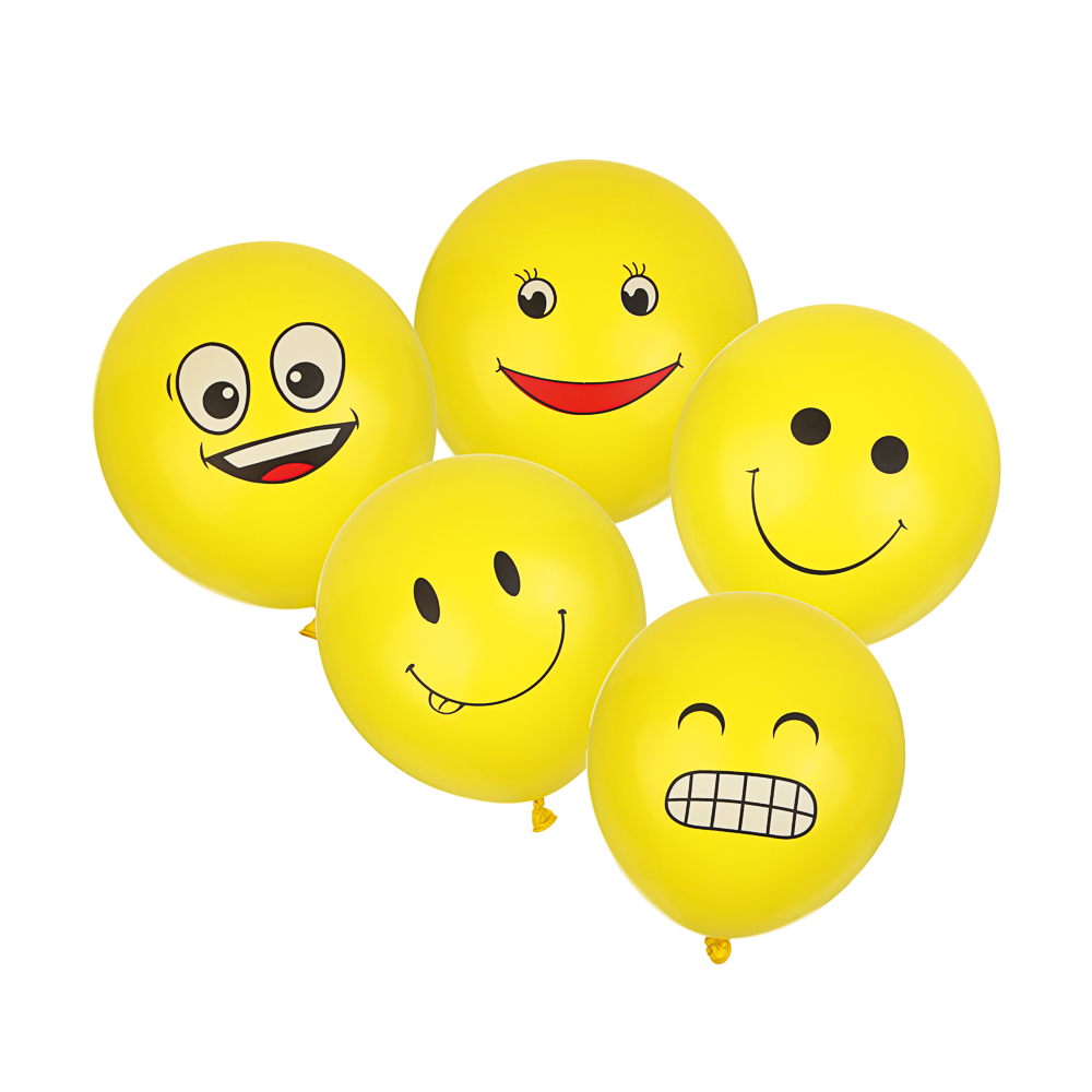 Набор воздушных шаров 6 шт, 12", с цветным рисунком Смайлы Капитан Весельчак (12/600)