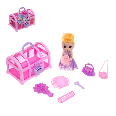 Кукла 10 см с акс. в сундучке, 8 пр., PP, ABS 11,5х10х7,8 см ИГРОЛЕНД (1/4/96)