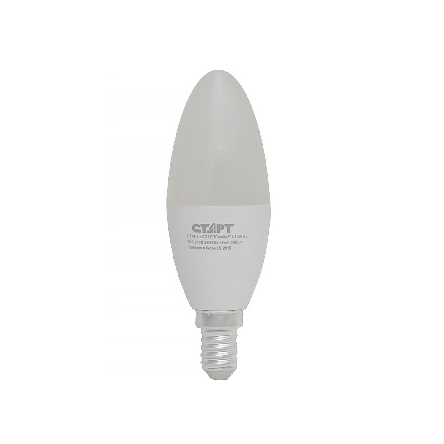 Лампа ECO LEDCandleE14 10W 65 WS СТАРТ (10/10)