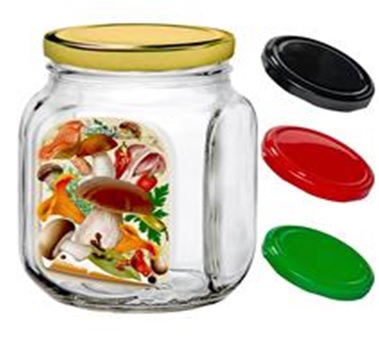 Банка д/хранения стекл. 0,65л с мет.кр., Грибочки (6)