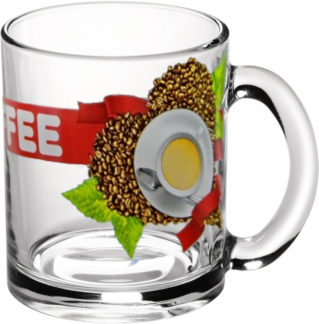 Кружка для чая 300мл "Кофе от сердца" (стекло) (12)