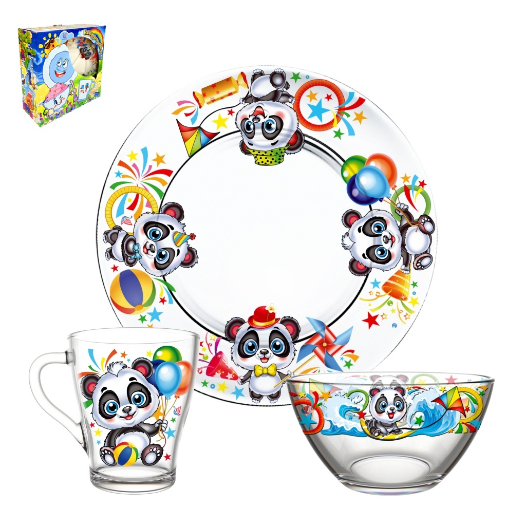 Набор д/завтрака "Давай поиграем" (салат+тар+круж. д/чая) (стекло) (1/4)