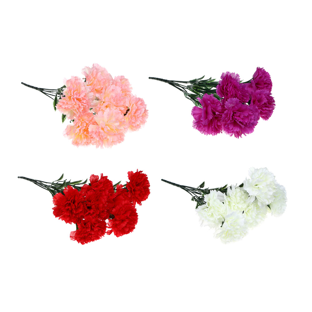 Букет искусственных цветов гвоздики, 40 см, ткань, пластик, железн. провол., 6 цв LADECOR (12/300)
