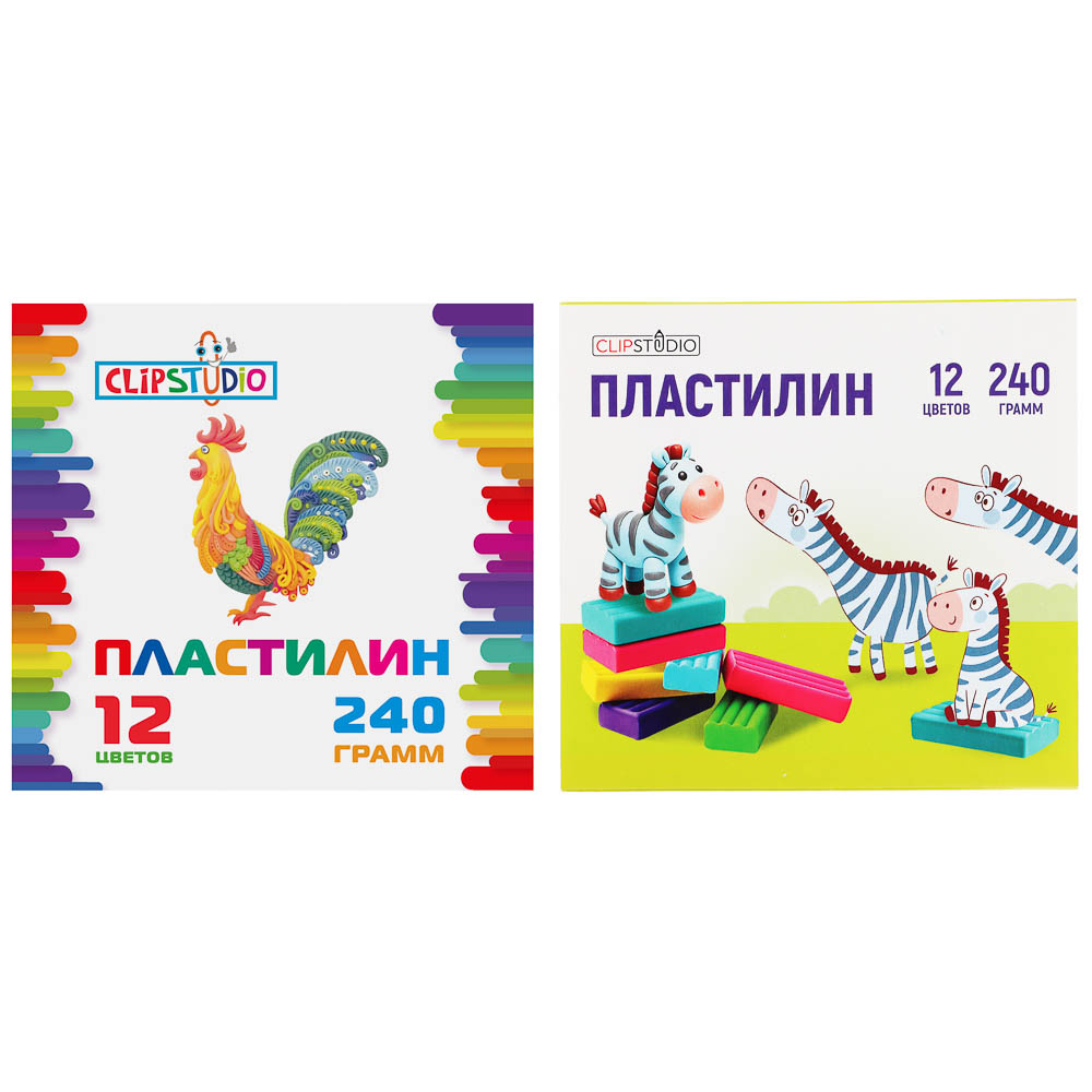 Пластилин 12цв 240гр в картон.выдвижн.пенале Clip Studio (1/16)