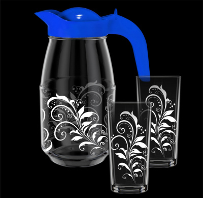 Набор для воды 3пр. "Криуль" (кувшин 1,5л+2 стакана 0,25л) (стекло)(1/4)