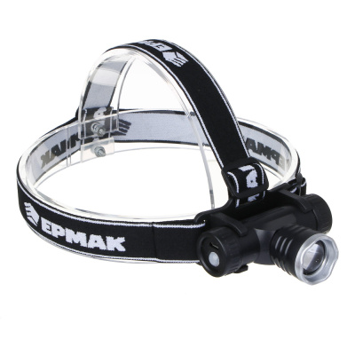 Фонарь налобный CREE XPE LED, 4реж, 1200мАч, 8,3х3,8х7,3см, USB кабель, пластик ЕРМАК (1/10)
