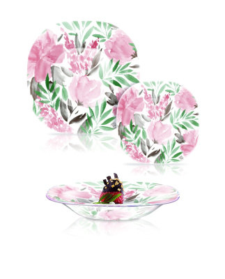 Набор стол 18пр FLOWERPAD ROSE (1)