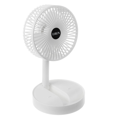 Вентилятор настол. складной 5Вт, диаметр 16см, USB-кабель, белый тм LEBEN (1/40)