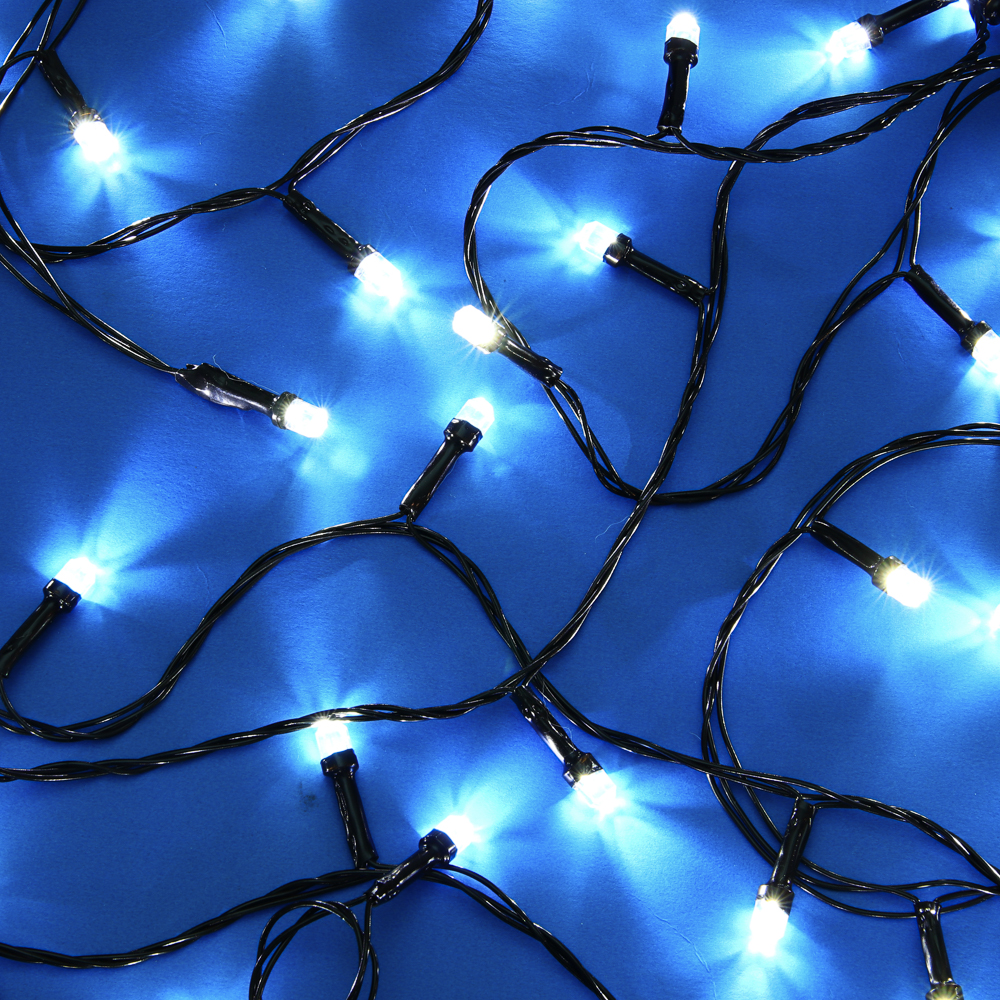 Гирлянда эл. вьюн 20м, 200LED, аква, 8 реж, ПВХ черный, 220В СНОУ БУМ (1/1)