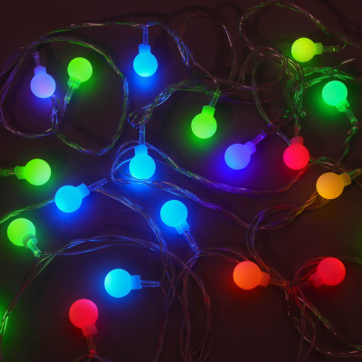 Гирлянда эл. вьюн 4м, 20LED, шар 1,6см, мульти в диоде/RGRB, перелив, ПВХ прозр., 220В СНОУ БУМ (1/1