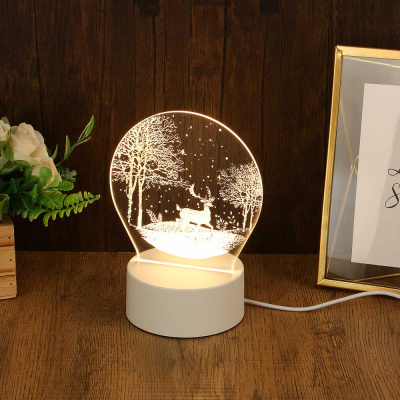 Светильник с LED подсветкой "Олень в лесу", USB, один режим свечения,17x15см,акрил,пластик ABS(1/40)