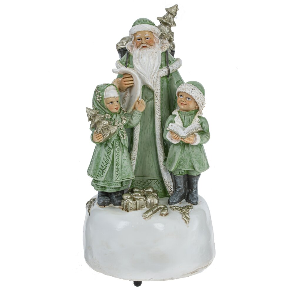 Фигурка декоративная с музыкой "Дед Мороз и дети", L9,5 W9,5 H18,5см(полим.мат.) (1/4)