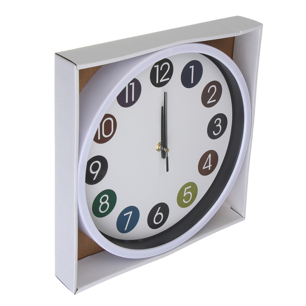 Часы настенные круглые, 30x30x4 см, пластик, стекло, 1хАА LADECOR CHRONO (1/3/30)