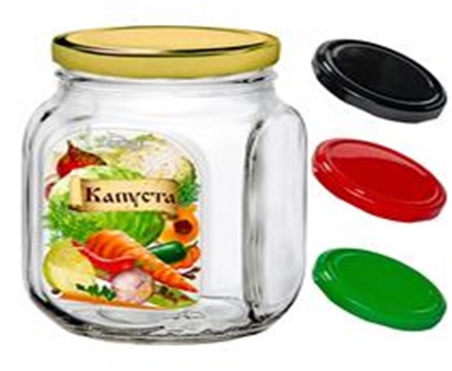 Банка д/хранения стекл. 0,65л с мет.кр., Капуста (6)