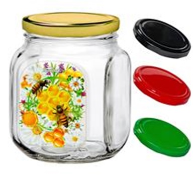 Банка д/хранения стекл. 0,65л с мет.кр., Пчелы на сотах  (6)