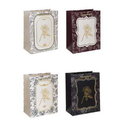 Пакет подарочный бумажный M 18x23x10 см, "Цветы" арт 2, 4диз LADECOR (8/8/288)