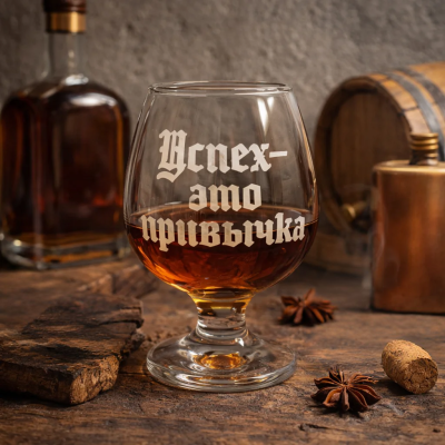 Набор бокалов для бренди 6пр 250мл "Успех - это привычка" (стекло)(1/3)