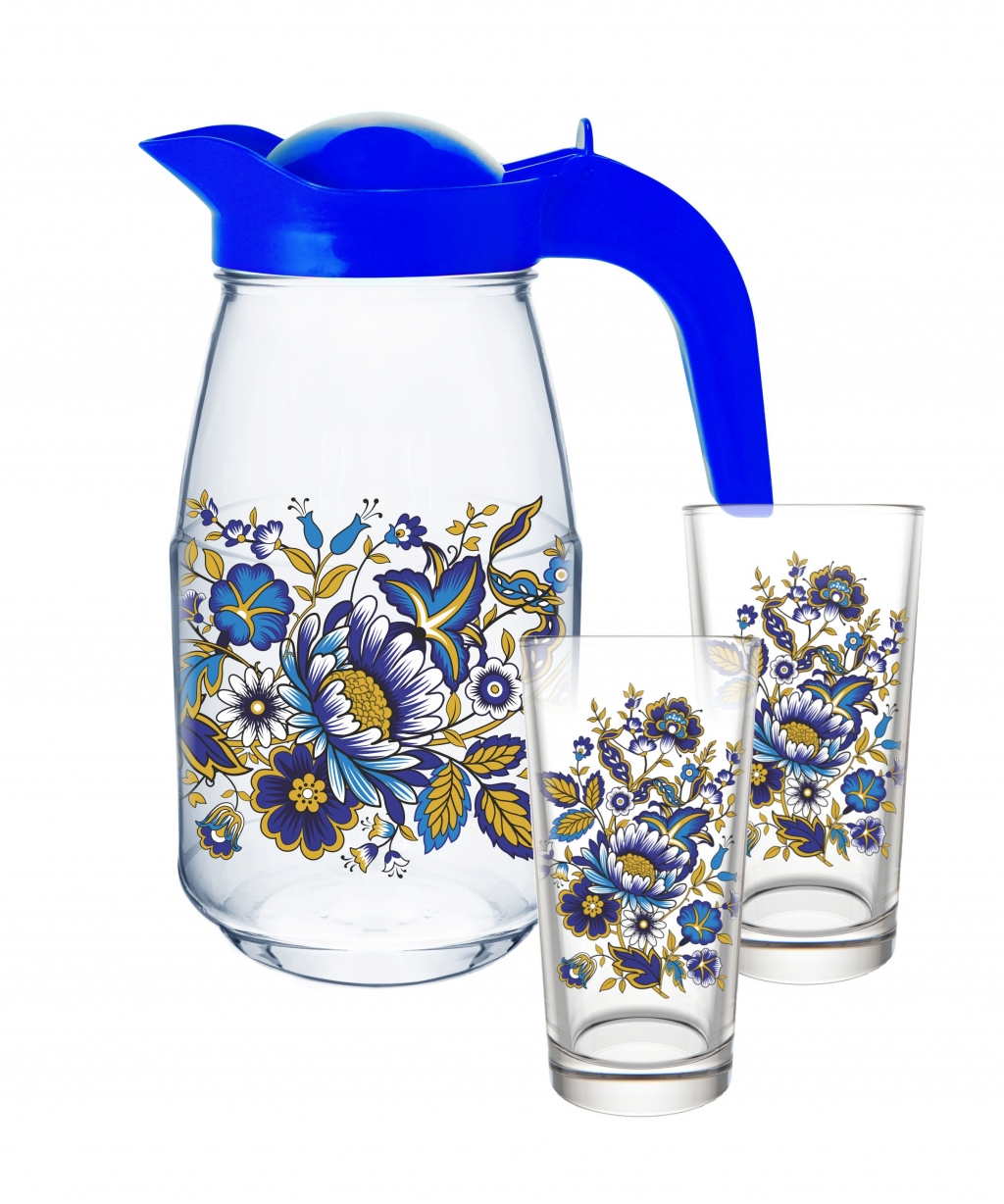 Набор для воды 3пр."Милори" (кувшин 1,5л+2 стакана 0,25л)(стекло) (1/4)