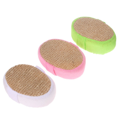 Мочалка банная объемная овальная на поролоне, рами, хлопок, 14,5х11х4,5см, 3цв, МЭ24-01 ЮL (6/6)