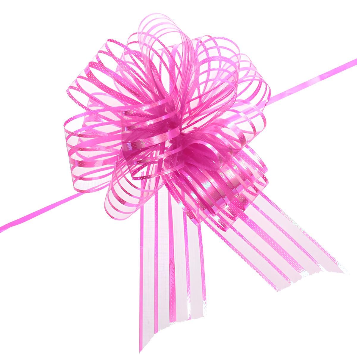 Бант д/оформления подарка "Сияние" 5 см, d=15 см, Фуксия (20/20)