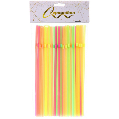 Трубочка д/коктейля 5*210мм в наборе 50 шт цветная (1/200)