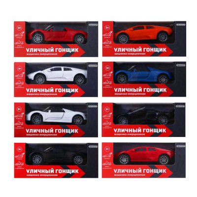Машина "Уличный гонщик", инерция, двери откр., ABS, 15х6,5х7,7 см, 8диз ИГРОЛЕНД (1/72/288)