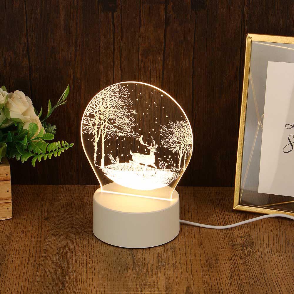 Светильник с LED подсветкой "Олень в лесу", USB, один режим свечения,17x15см,акрил,пластик ABS(1/40)