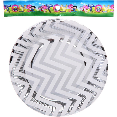 Тарелка бумажная 18 см  в наборе 10 шт. "Зигзаг" серебро