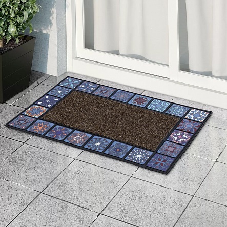 Коврик придверный 76x45см MOSAIC QUADRO синий (резина,полиэст.,полипр.) (1/8)