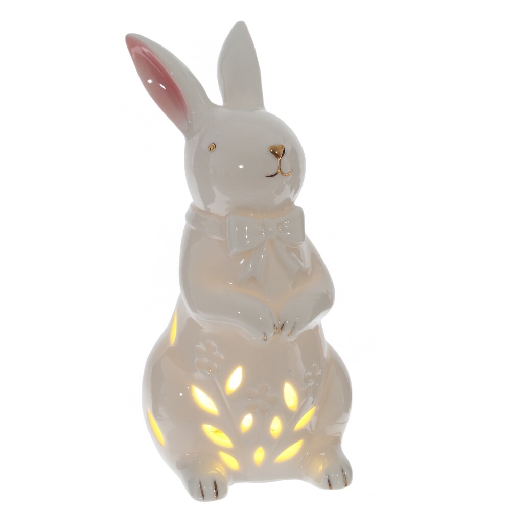 Фигурка декоративная "Заяц", (подсветка, 3xLR44 н/п), L, L7 W8 H15см (фарфор) (1/4)