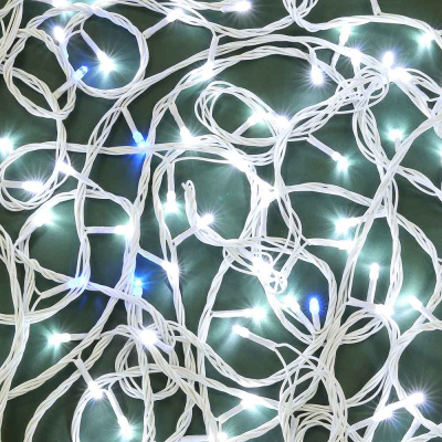 Гирлянда электр. Вьюн 20м, 200LED, белый, мерцание голубым, белый провод, 220В СНОУ БУМ (1/50)