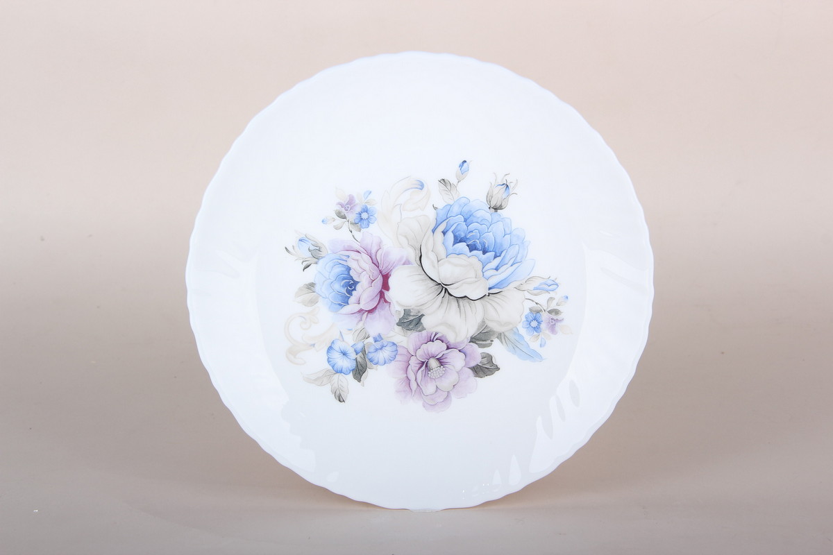 Тарелка 19см Blue flowers плоская стеклокерам.(6/48)