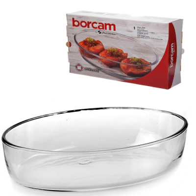Форма Borcam 1500мл овальная б/кр (жаропроч) стекло п/у(1/8)