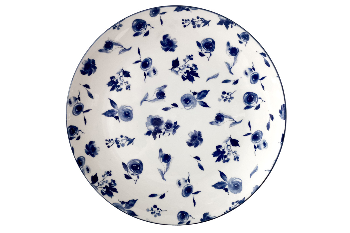 Тарелка 24см "Blue calico" обеденная фарф. (6/6)