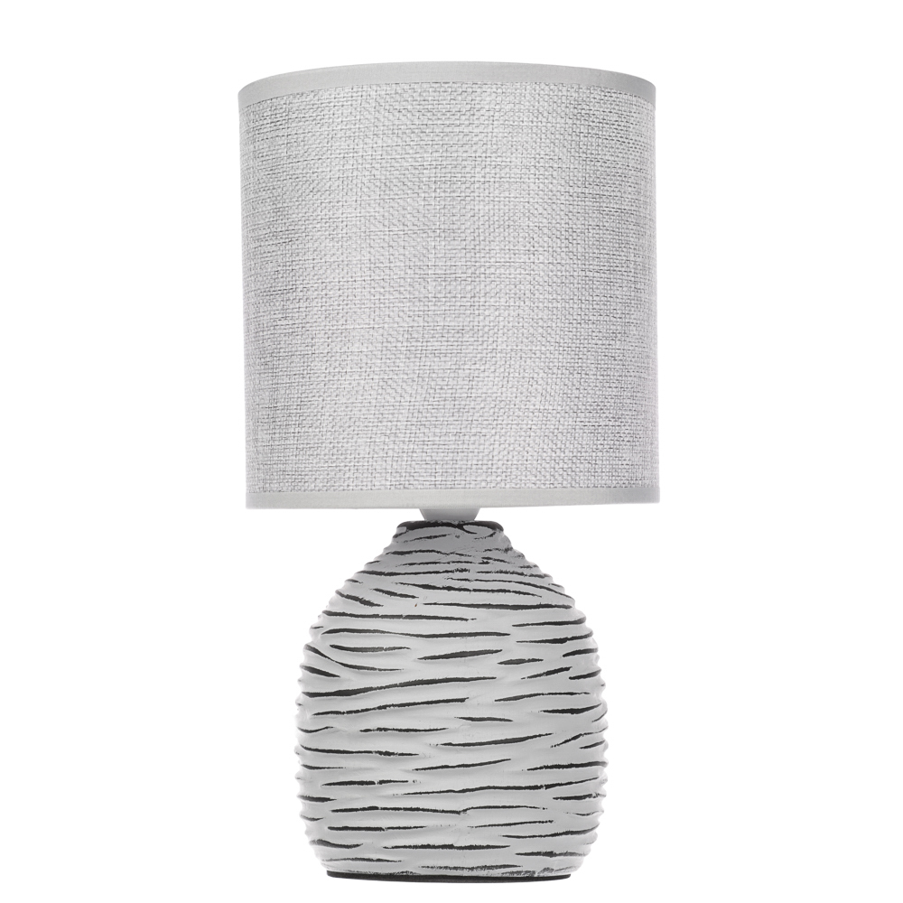 Светильник переносной настольный 25 см, Е14, 40 Вт, 230 В, BY Мадрид, кер., текст., серый (1/12)