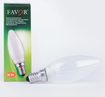 Лампа накаливания ДСМТ 230-60 Favor Е14 60Вт (10/10/100)