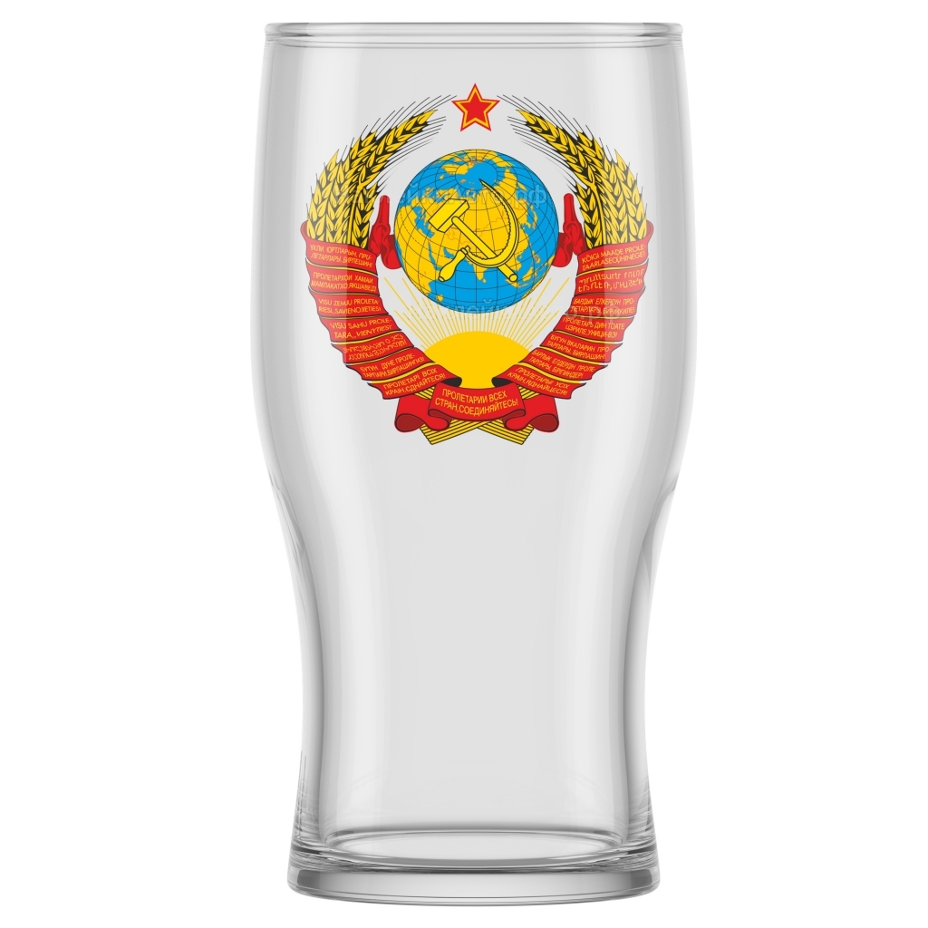 Бокал для пива 500мл. 2шт. арт. "Герб СССР" (стекло) (1/6)