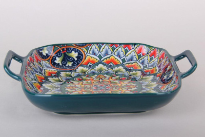 Блюдо 18,5х22,5см сервировочное Азулежу (фарфор)(6/48)