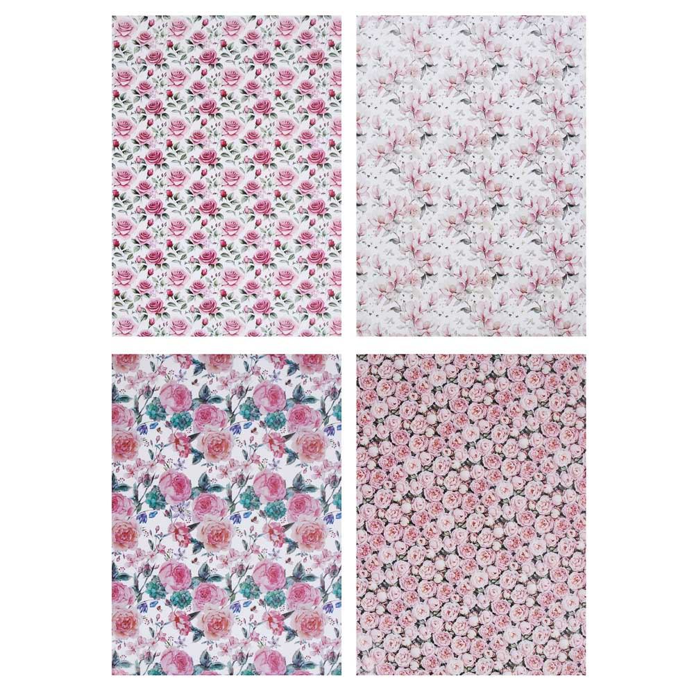 Бумага д/упаковки подарков 70х100 см, 70 г, "Цветы" арт 1, одностор., 4диз LADECOR (4/4/240)