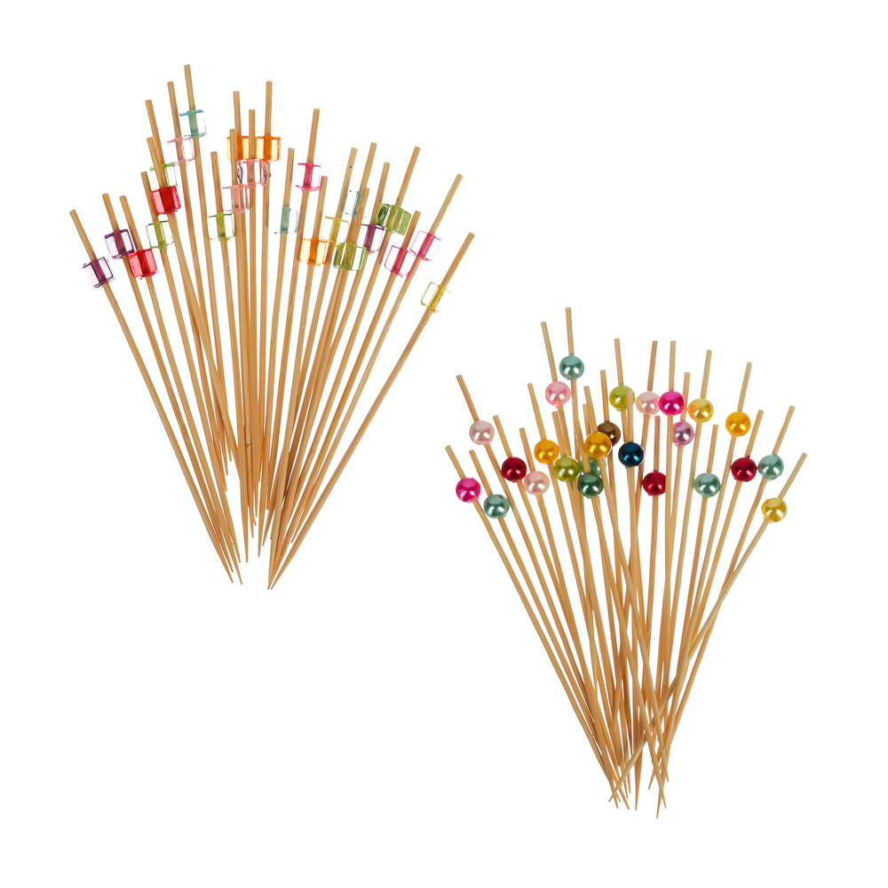 Шпажки д/канапе 24шт, 12см, дерево, пластик, Жемчужины, Кристаллы, арт 3 FNtastic (12/480)