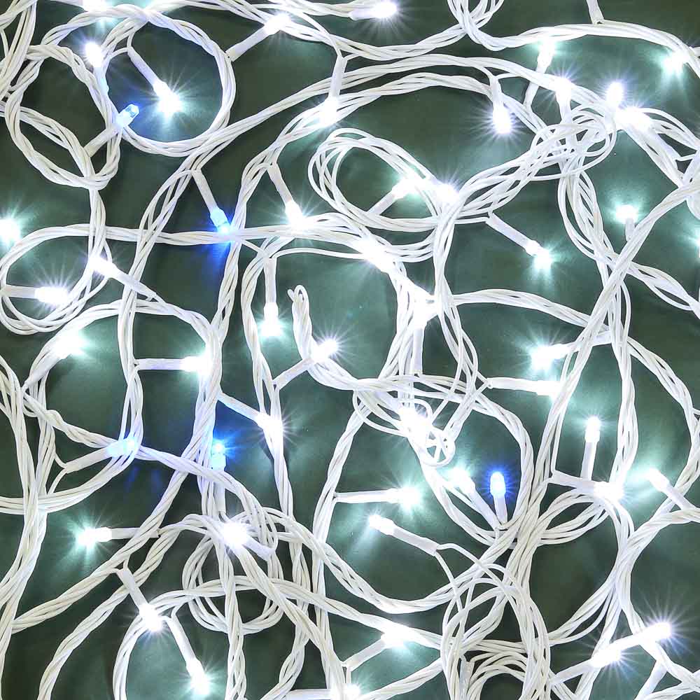 Гирлянда электр. Вьюн 20м, 200LED, белый, мерцание голубым, белый провод, 220В СНОУ БУМ (1/50)