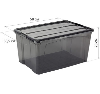 Ящик для хранения с замками КИП 45л Черный прозрачный 