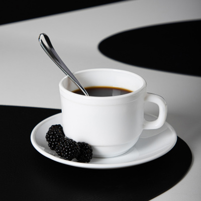 Пара чайная 250мл MILLIMI "Бьянко" (опал тонк.стекло) (6/48)