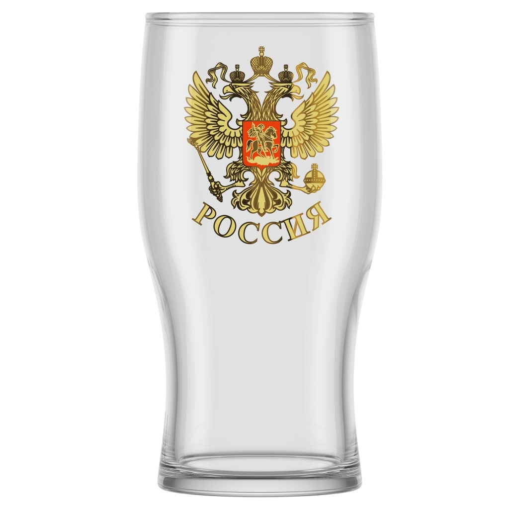 Бокал для пива 500мл. 2шт. "Герб России" (стекло) п/у (1/6)
