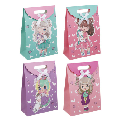 Пакет подарочный бумажный M 27x19x9 см, детский, 4диз LADECOR (8/480)