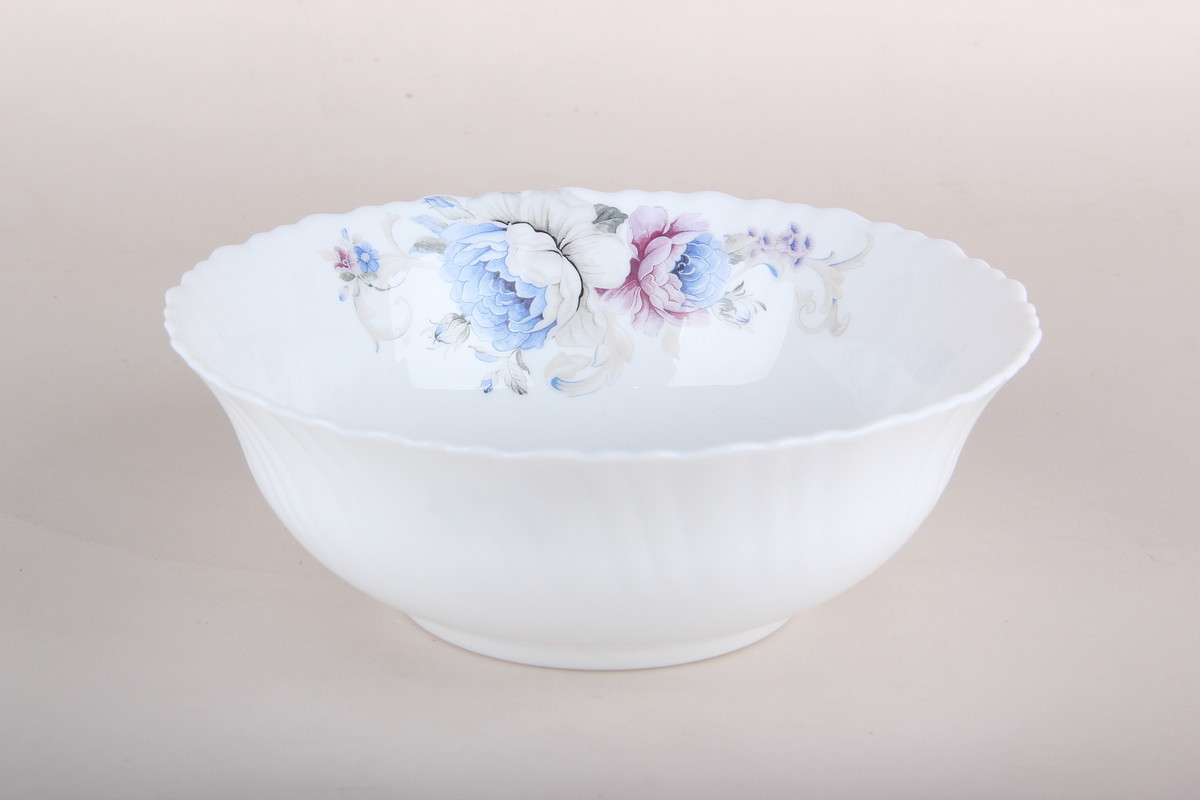 Салатник 20см 1200мл Blue flowers стеклокер. (6/36)